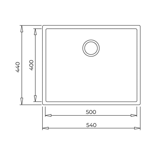 Chiuveta din Tegranite+ Teka SQUARE 50.40 TG ST, 540 x 440 mm, Undermount, STONE GREY