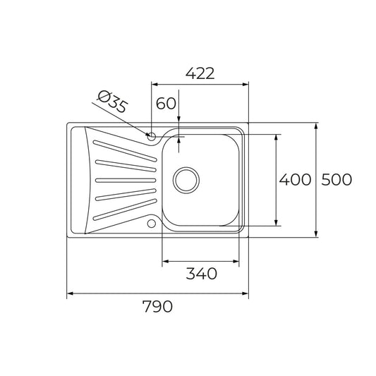 Chiuveta din inox TEKA STARBRIGHT 45 E-XM 1B 1D, 790x500mm, Picurator dreapta, Inox Microtexturat