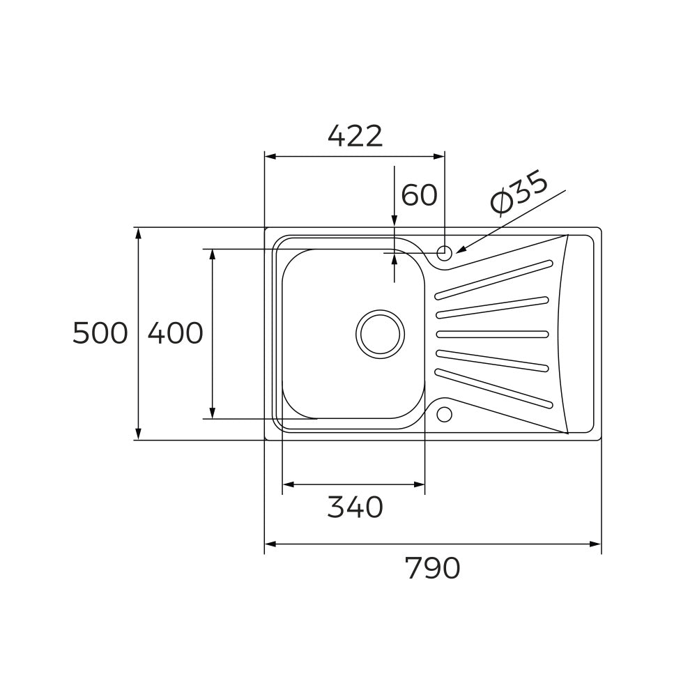 Pachet chiuveta bucatarie Teka TEKAWAY STARBRIGHT 45 E-XP 1B 1D, 790 x 500 mm si baterie Teka UNI 9310 XP, inox