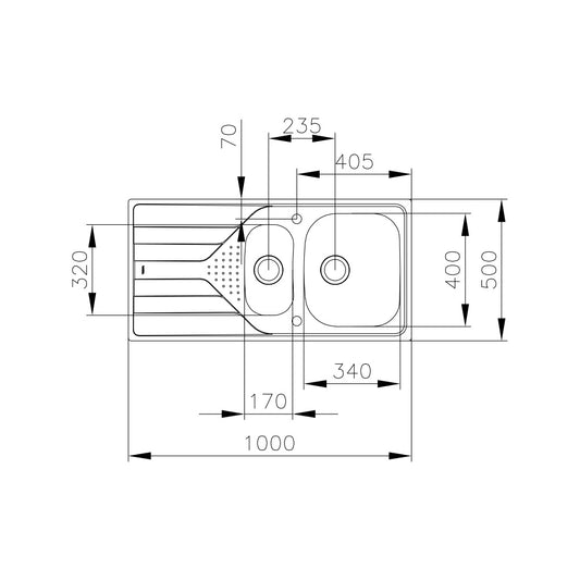Chiuveta din inox Teka UNIVERSE 60 T-XP 1½B 1D, 1000 mm x 500 mm, 1,5 cuve, Inox lucios, Picurator dreapta