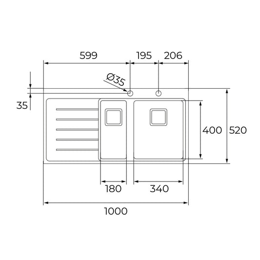 Chiuveta din inox Teka ZENIT RS15 1 1/2B 1D L, 1000 x 520 mm, PureLine, Picurator stanga, inox