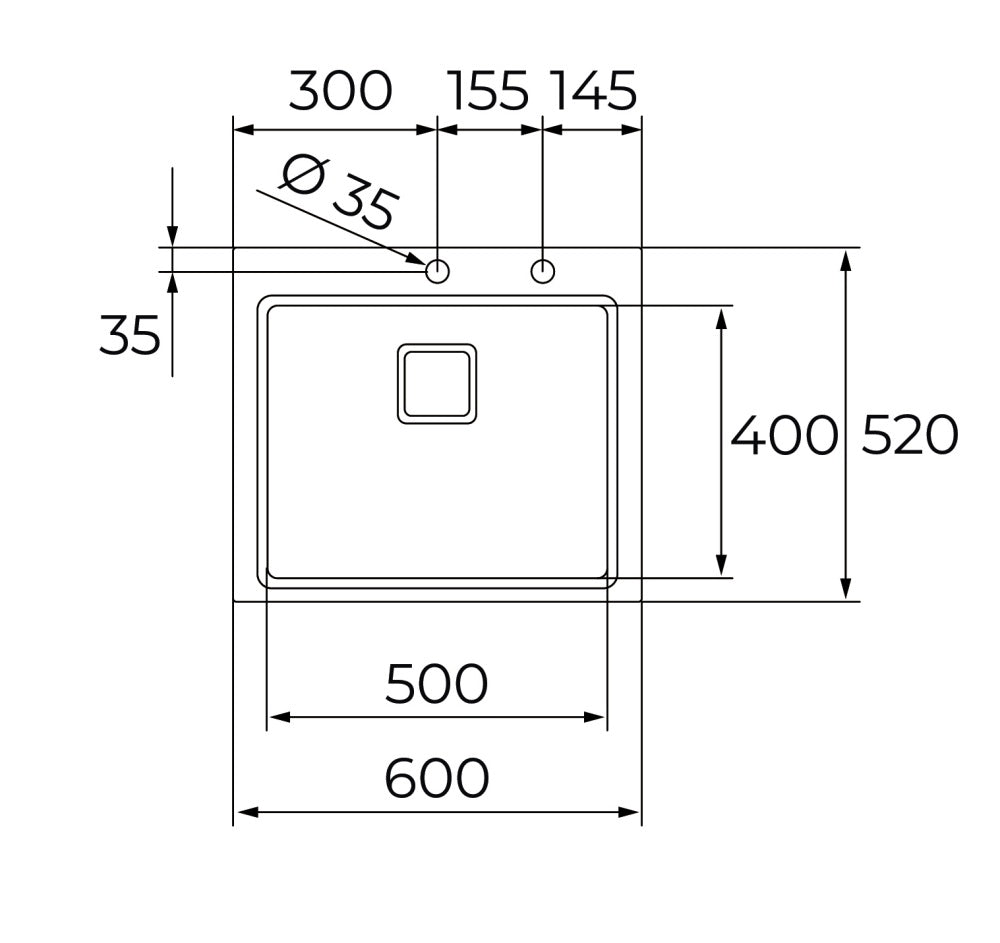 Chiuveta din inox Teka ZENIT RS15 1B, 600 x 520 mm, 1 cuva PureLine,  inox