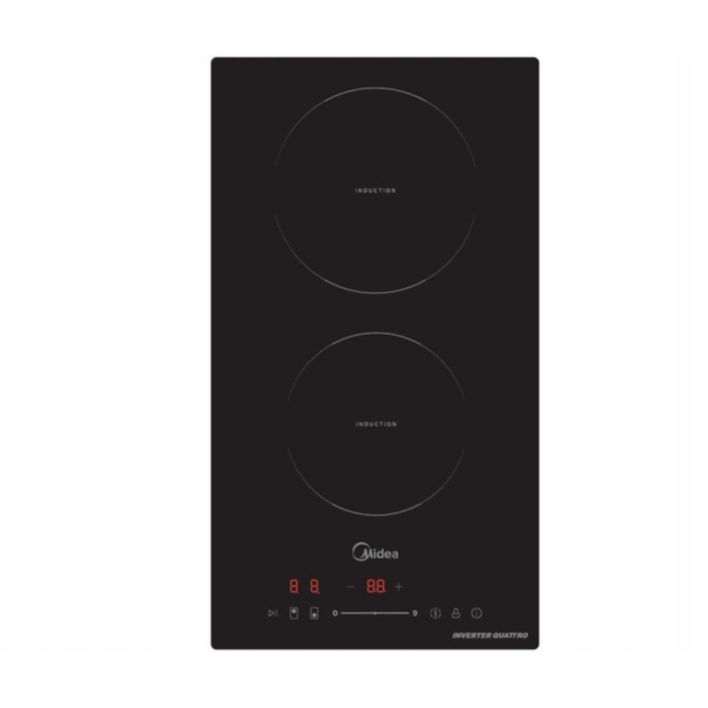 Plita electrica cu inductie Midea MIH350D157K0, 2 zone. 9 niveluri de putere, 28.8 cm, sticla neagra