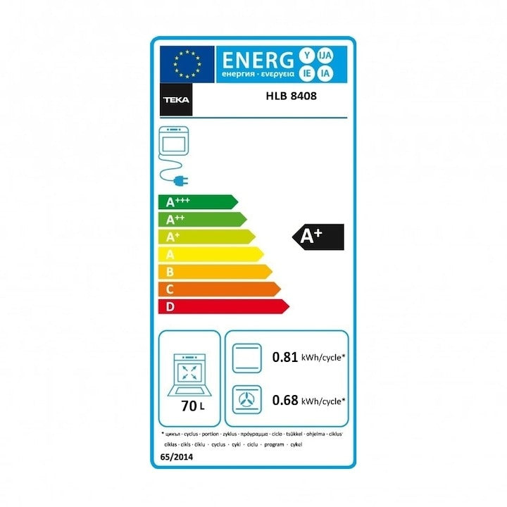 Cuptor electric Teka HLB 8408 BK, 9 functii, HydroClean, 60 cm, 70l, A+, sticla neagra