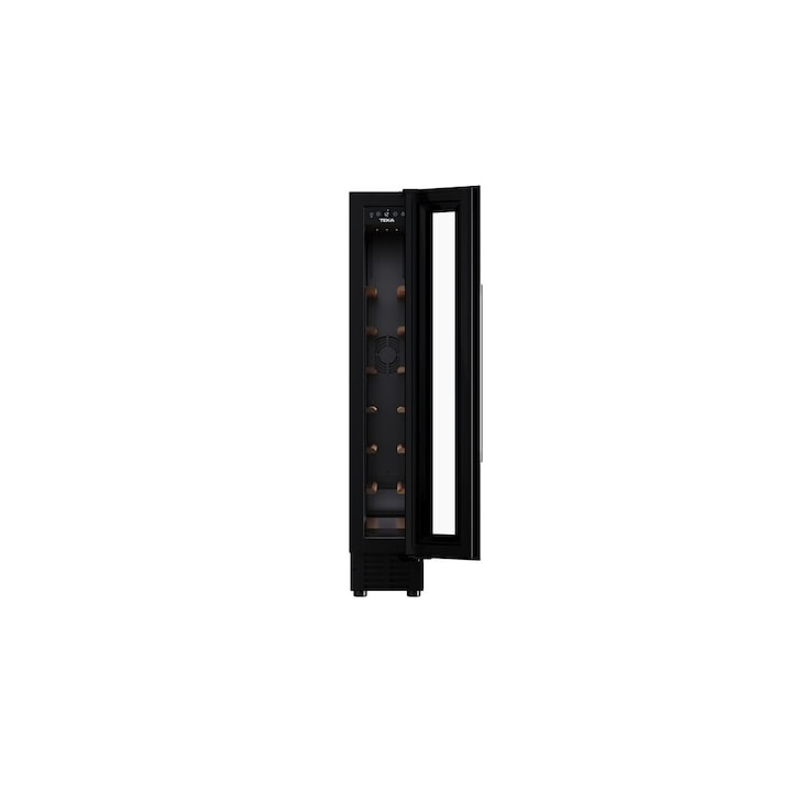 Vitrina frigorifica incorporabila Teka RVU 10008 GBK, 8 sticle, 23 l, termostat, clasa G, sticla neagra