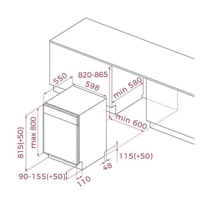 Masina de spalat vase Teka DFI 46960, complet incorporabila, 14 seturi, 8 programe de spalare, balamale glisante, motor cu invertor, 60 cm, clasa C