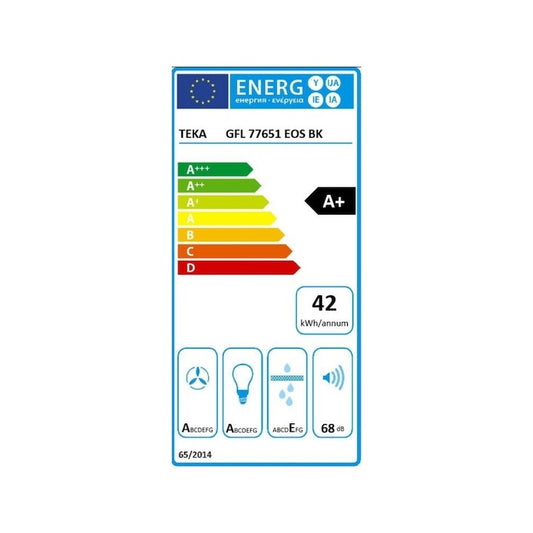 Hota incorporabila Teka GFL 77651 EOS BK, 70 cm, Free Outlet: 735 m3/h, Clasa A+, Inox/cristal negru