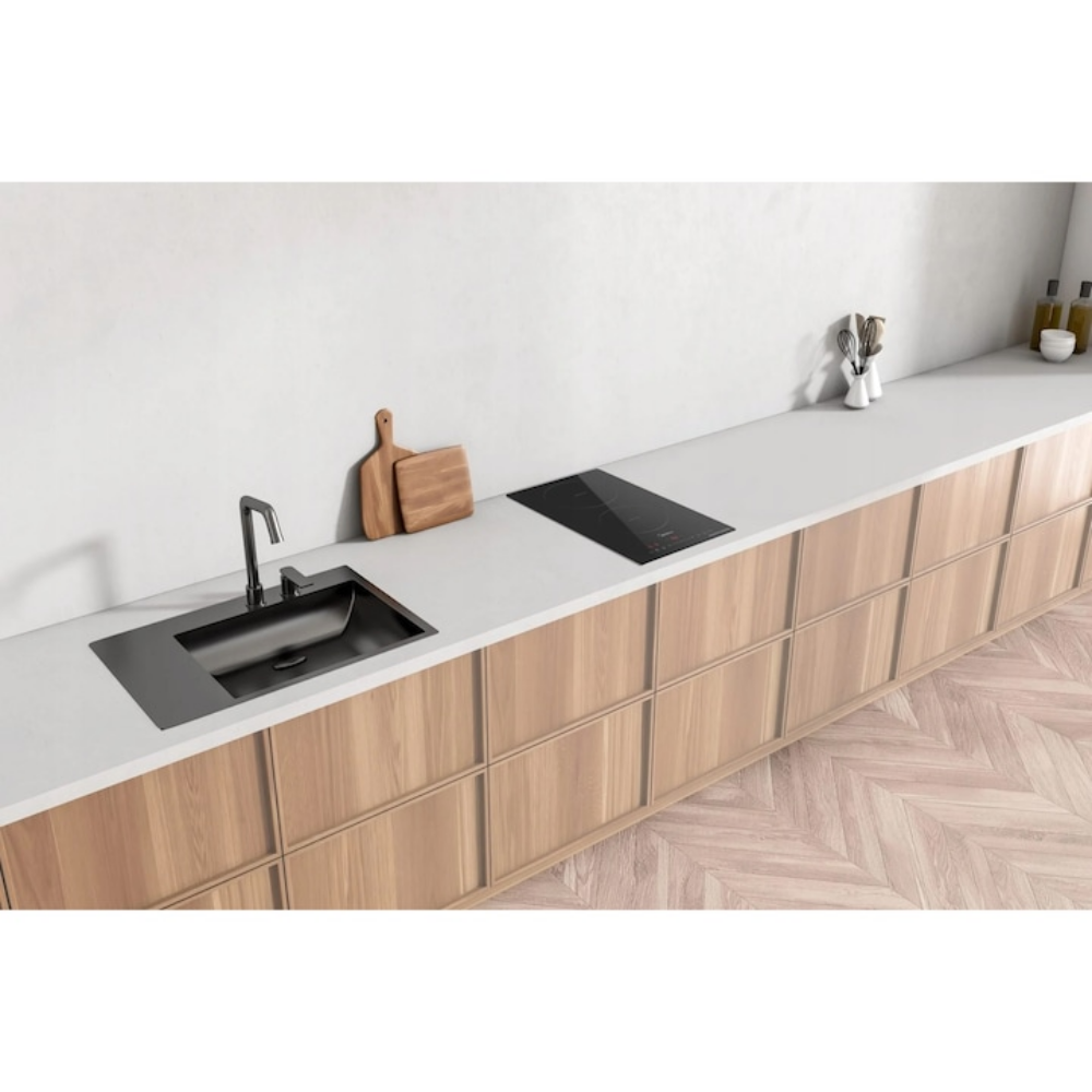Plita electrica cu inductie Midea MIH350D157K0, 2 zone. 9 niveluri de putere, 28.8 cm, sticla neagra