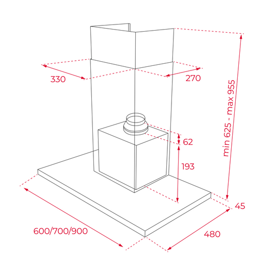 Hota decorativa Teka DSH 686, 60 cm, Boost: 735 m3/h, Clasa A, Inox