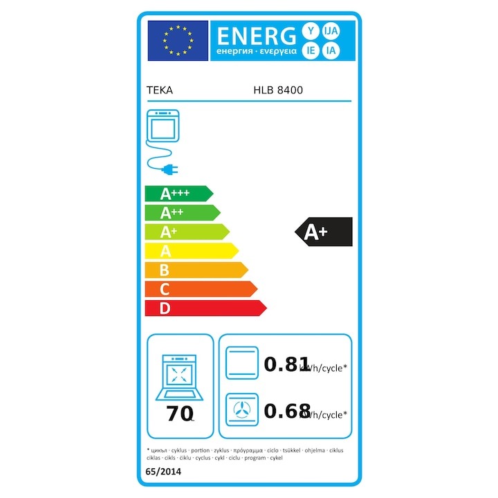 Cuptor electric Teka HLB 8400 FBK, autocuratare HydroClean, 9 functii, 60 cm, 70l, A+, cristal negru, finisaj inox închis