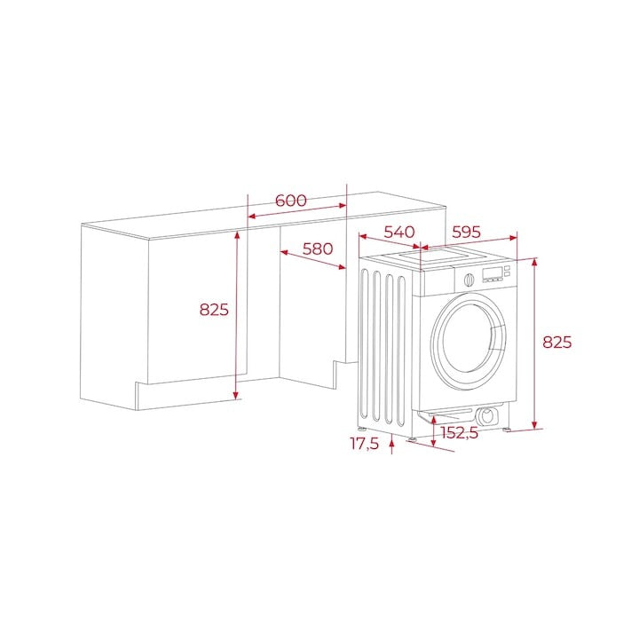 Masina de spalat rufe cu uscator incorporabila Teka LSI6 1480, 8 kg, 6 kg capacitate de uscare, 1400 rpm, 16 programe de spalare, 60 cm, motor invertor, Clasa E