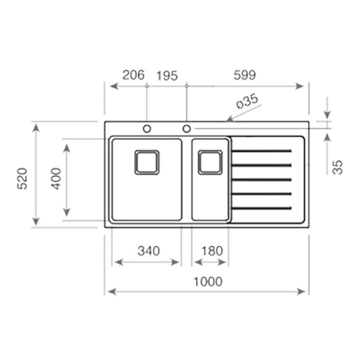 Chiuveta din inox Teka ZENIT RS15 1 1/2B 1D R, 1000 x 520 mm, PureLine, Picurator dreapta,  inox