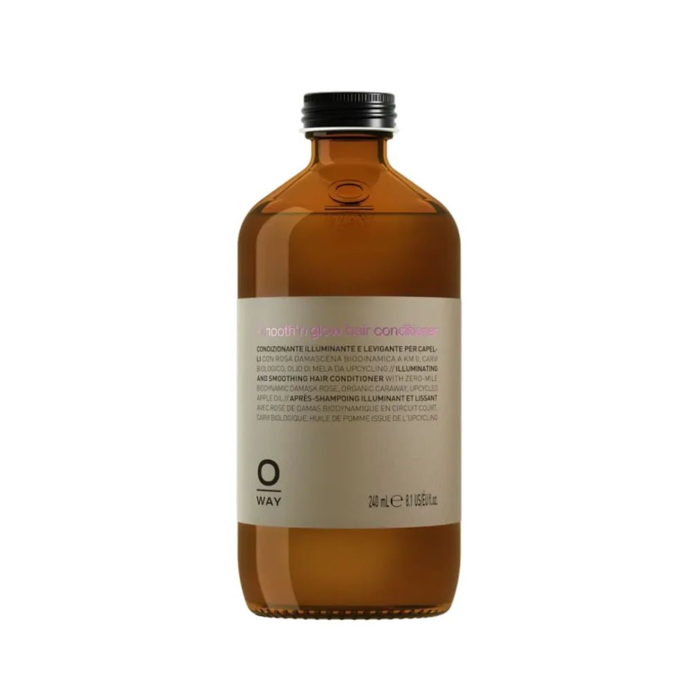 Balsam pentru netezire si stralucire OWAY, OWH-SW004,cu trandafir de Damasc, chimen, ulei de mere, organic, sticla cu capac din aluminiu, 240 ml
