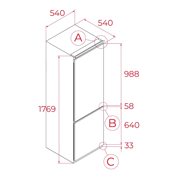 Combina frigorifica incorporabila Teka RBF 73351 FI WH , Congelator No Frost, H 169 cm, 246 l, clasa E, culoare alb