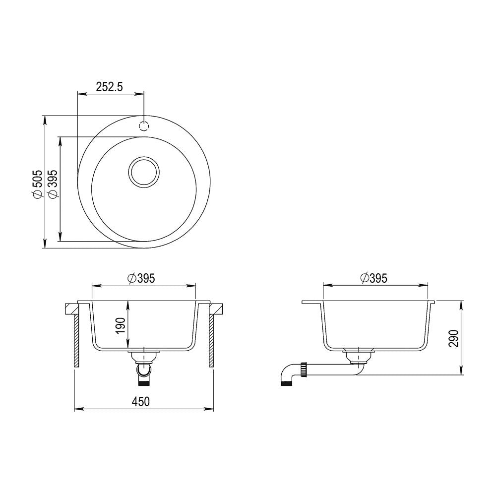 Pachet chiuveta bucatarie Teka Clave 45 B-TQ 1B T, 505 x 505 mm Schwarzmetallic plus baterie Teka OVAL 915 Negra