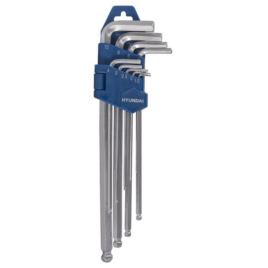 Set 9 chei imbus HYUNDAI HY-59524, cu cap sferic, 1.5 - 10 mm