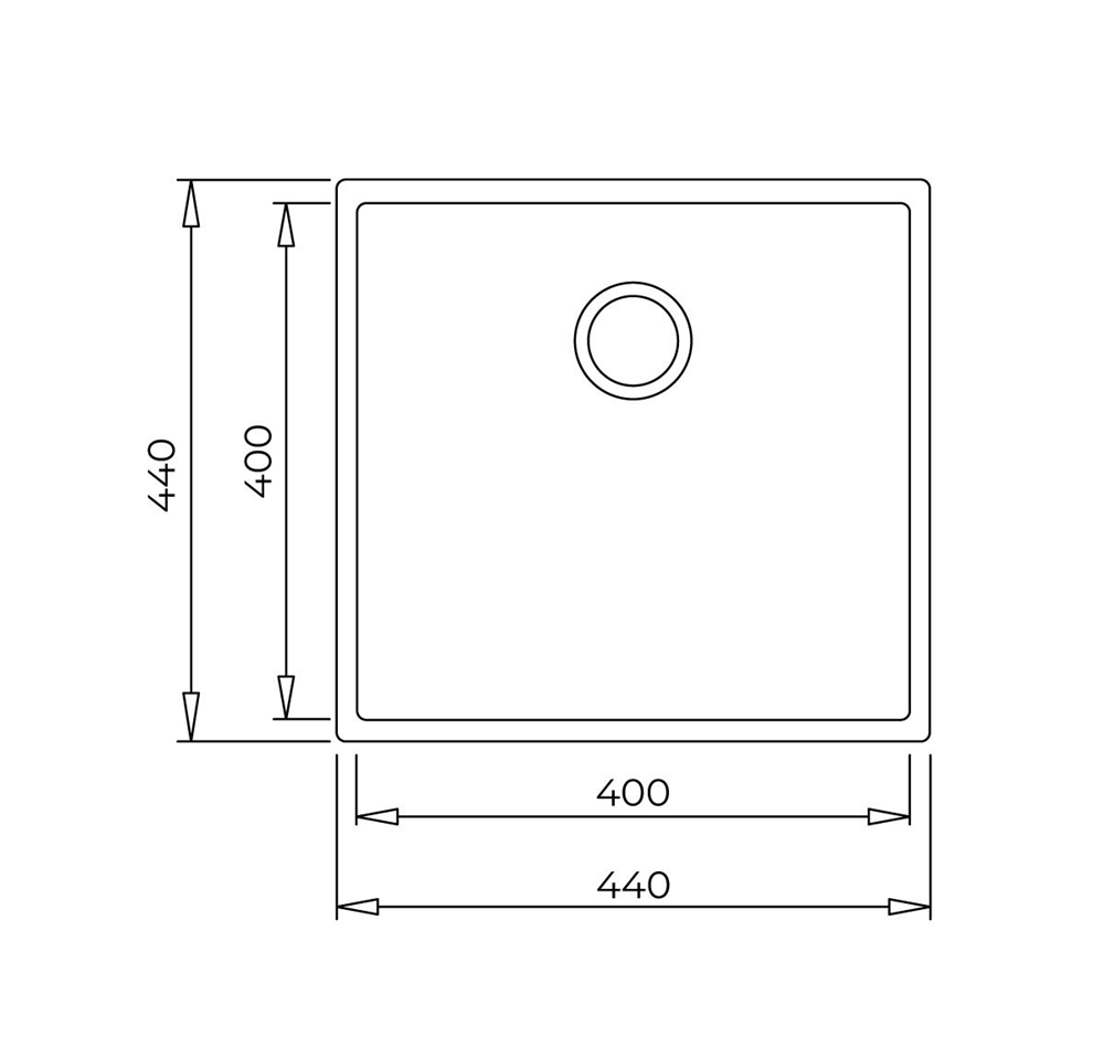 Chiuveta din Tegranite+ Teka SQUARE 40.40 TG Q, 440 x 440 mm, Undermount, alba