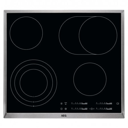 Plita electrica vitroceramica AEG HK365407XB, 60 cm, 4 arzatoare (1 zona tripla si 1 zona extinsa), neagra