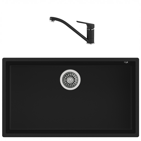 Pachet chiuveta bucatarie Teka SQUARE 72.40 TG Q plus baterie Teka MTP 913 Q negru metalizat