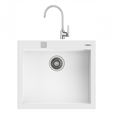 Pachet chiuveta bucatarie Teka FORSQUARE 50.40 TG W, 570 x 500 mm si baterie Teka IN 995 W alb