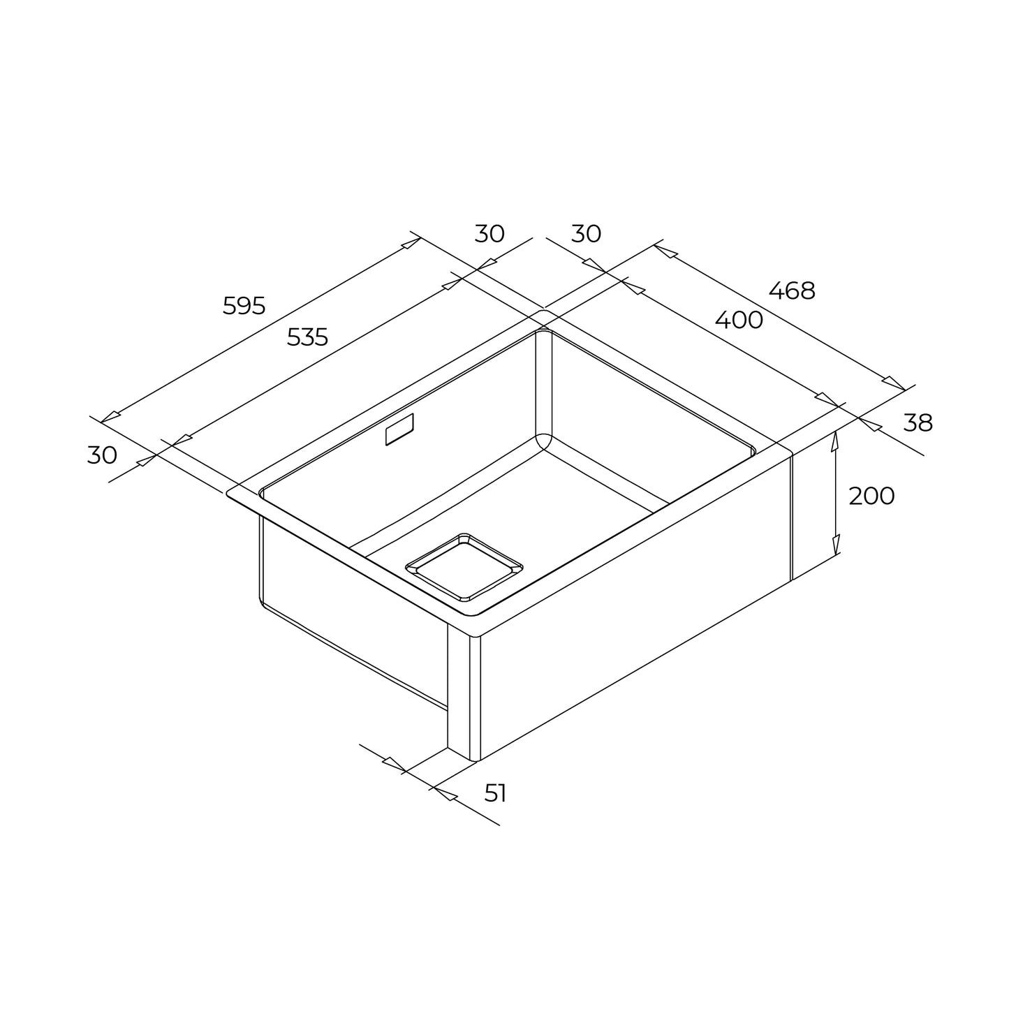 Chiuveta din inox Teka AMERICAN PRO 60 M-XP 1B, 1 cuva, 595 x 468 mm, inox lucios