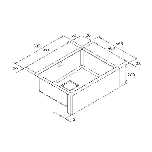 Chiuveta din inox Teka AMERICAN PRO 60 M-XP 1B, 1 cuva, 595 x 468 mm, inox lucios