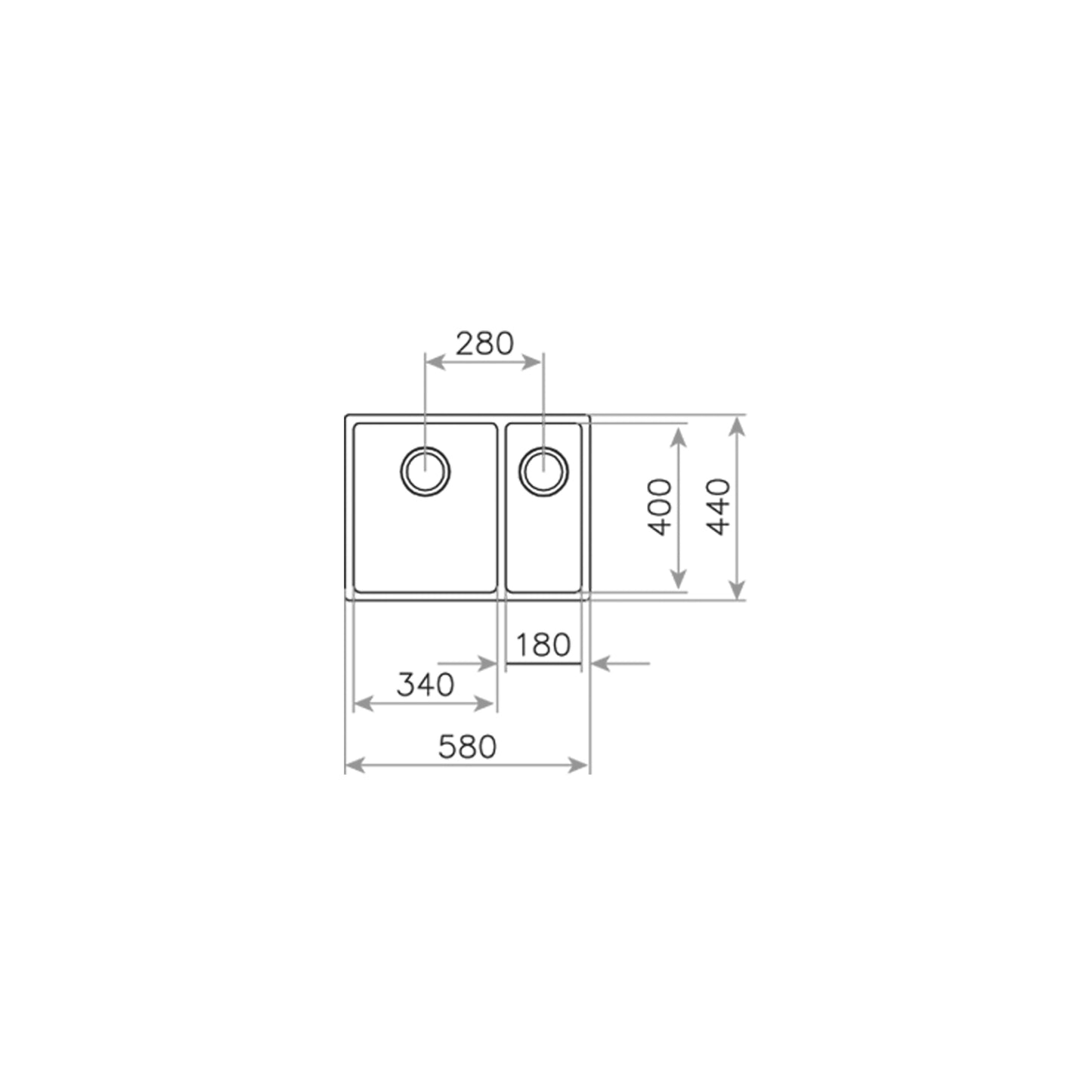 Chiuveta din inox Teka BE LINEA RS15 2B 580, 2 cuve, 580 mm x 440 mm, inox lucios, Undermount