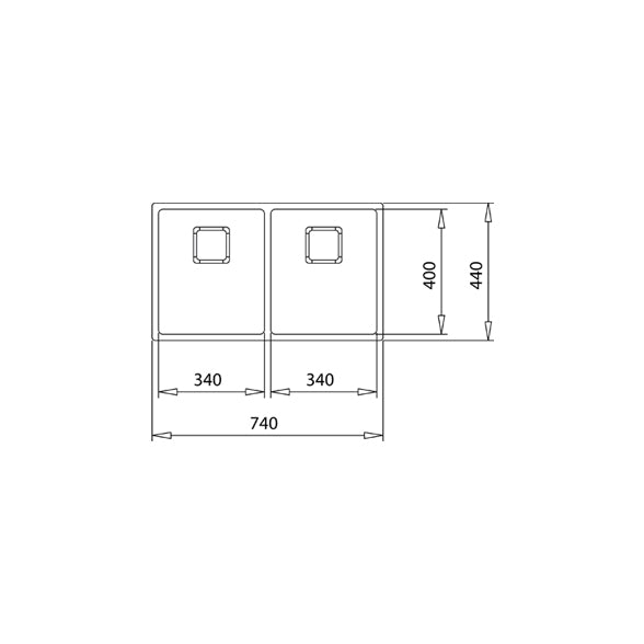 Chiuveta din inox Teka FLEXLINEA RS15 2B 740, 2 cuve, 740 mm x 440 mm, inox lucios, Undermount