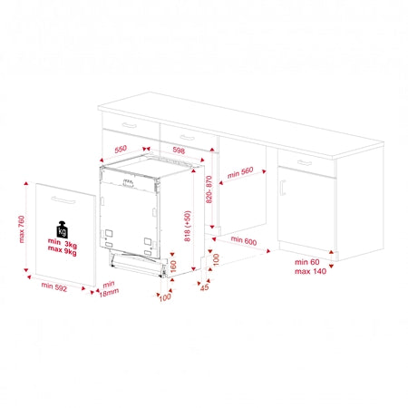 Masina de spalat vase Teka DFI 46950, vase complet încorporabilă, cu funcţie Extra-uscare, program DualCare, 60 cm, clasa E