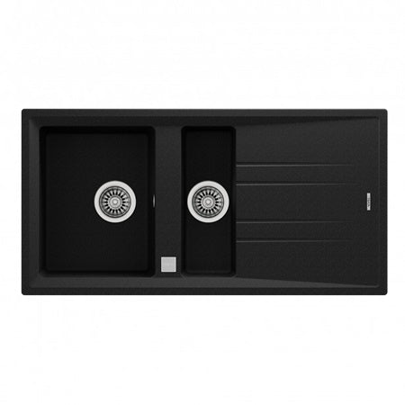 Pachet chiuveta bucatarie Teka STONE 60 B TG 1 1/2B 1D Q plus baterie Teka MTP 913 Q negru metalizat