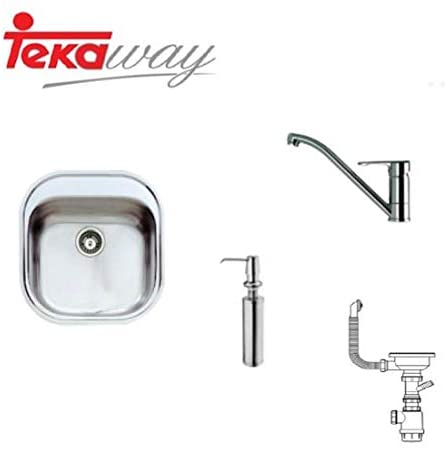 Pachet Teka Tekaway Stylo 1B: chiuveta + baterie + dozator sapun, 465 x 485, inox lucios