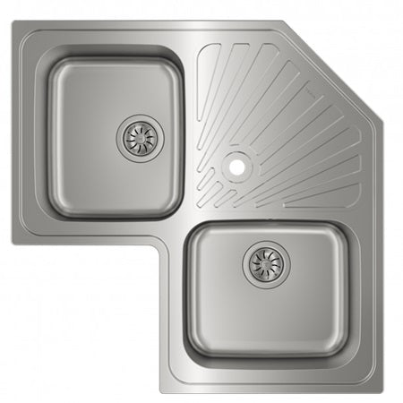 Chiuveta din inox Teka Classic Angular 2B, 2 cuve, 830 x 830 mm, inox lucios