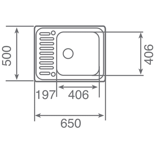 Chiuveta din inox Teka CLASSIC 1B, 650 mm x 500 mm, 1 cuva, Inox lucios, Picurator deapta