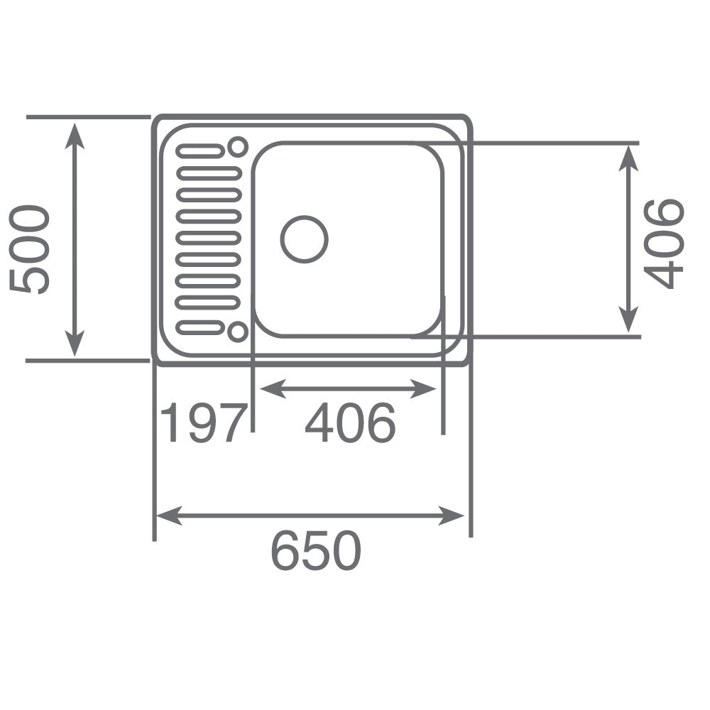 Chiuveta din inox Teka CLASSIC 1B, 650 mm x 500 mm, 1 cuva, Inox microtexturat, Picurator stanga