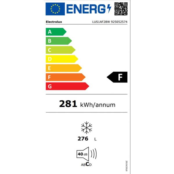 Congelator free-standing Electrolux LUS1AF28W, 276 litri, 186 cm, clasa F, Alb