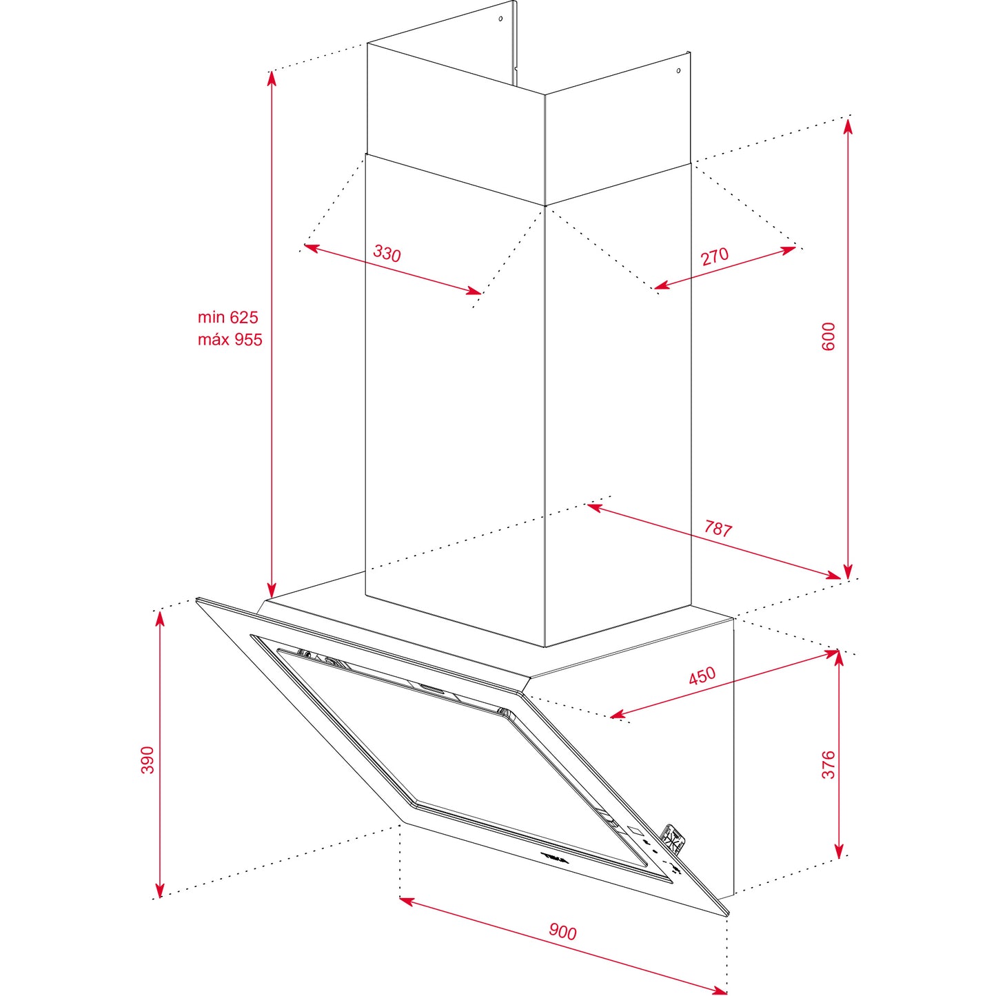 Hota cu design vertical Teka DLV 98660 TOS SM, sistem de extracţie perimetrală, 90 cm, STEAM GREY