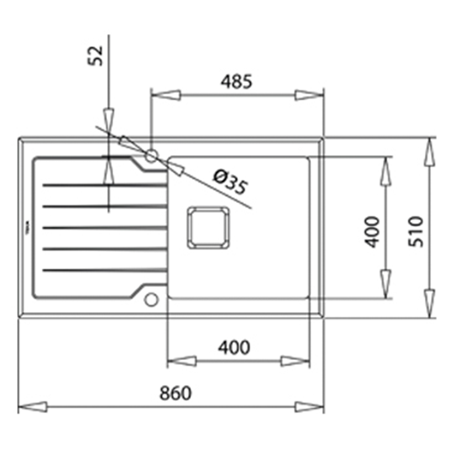 Chiuveta din inox Teka DIAMOND RS15 1B 1D 86, cu finisaj din sticlă PureLine, 1 cuvă din inox și 1 picurător, 860 x 510 mm, Sticla neagra