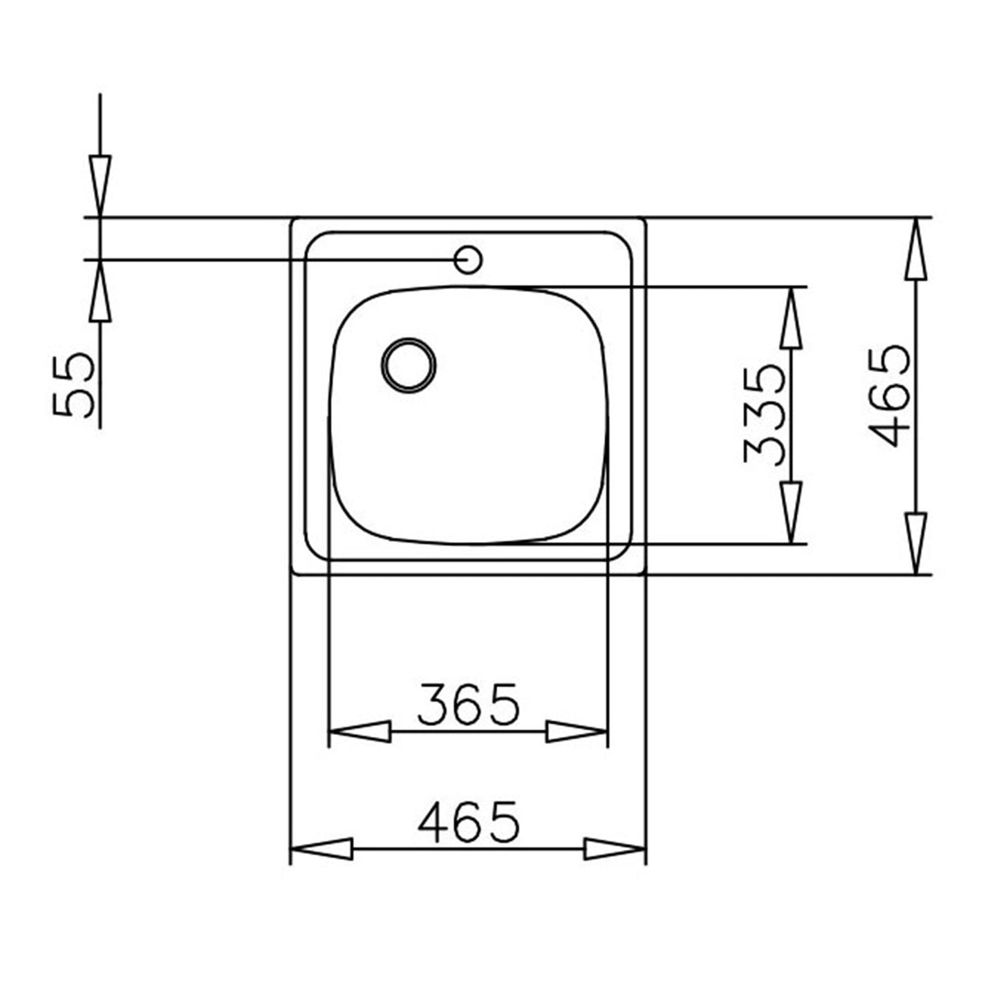 Chiuveta din inox Teka UNIVERSAL E 465 x 465 1B, 1 cuva, 465 mm x 465 mm, inox mat