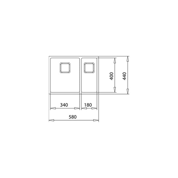 Chiuveta din inox Teka FLEXLINEA RS15 2B 580, 2 cuve, 580 mm x 440 mm, inox lucios, Undermount