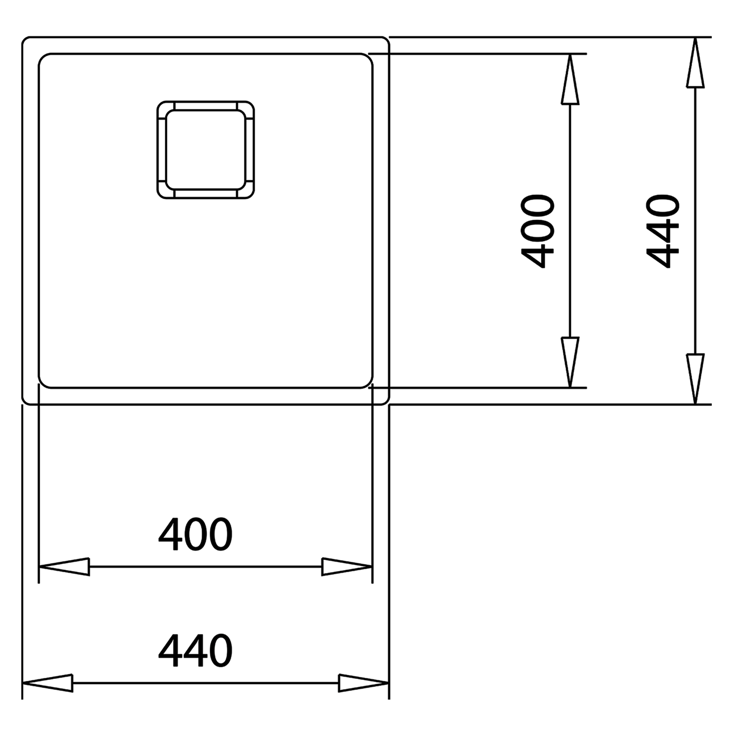 Chiuveta din inox Teka FLEXLINEA RS15 40.40, 1 cuva, 440 mm x 440 mm, inox lucios, Undermount