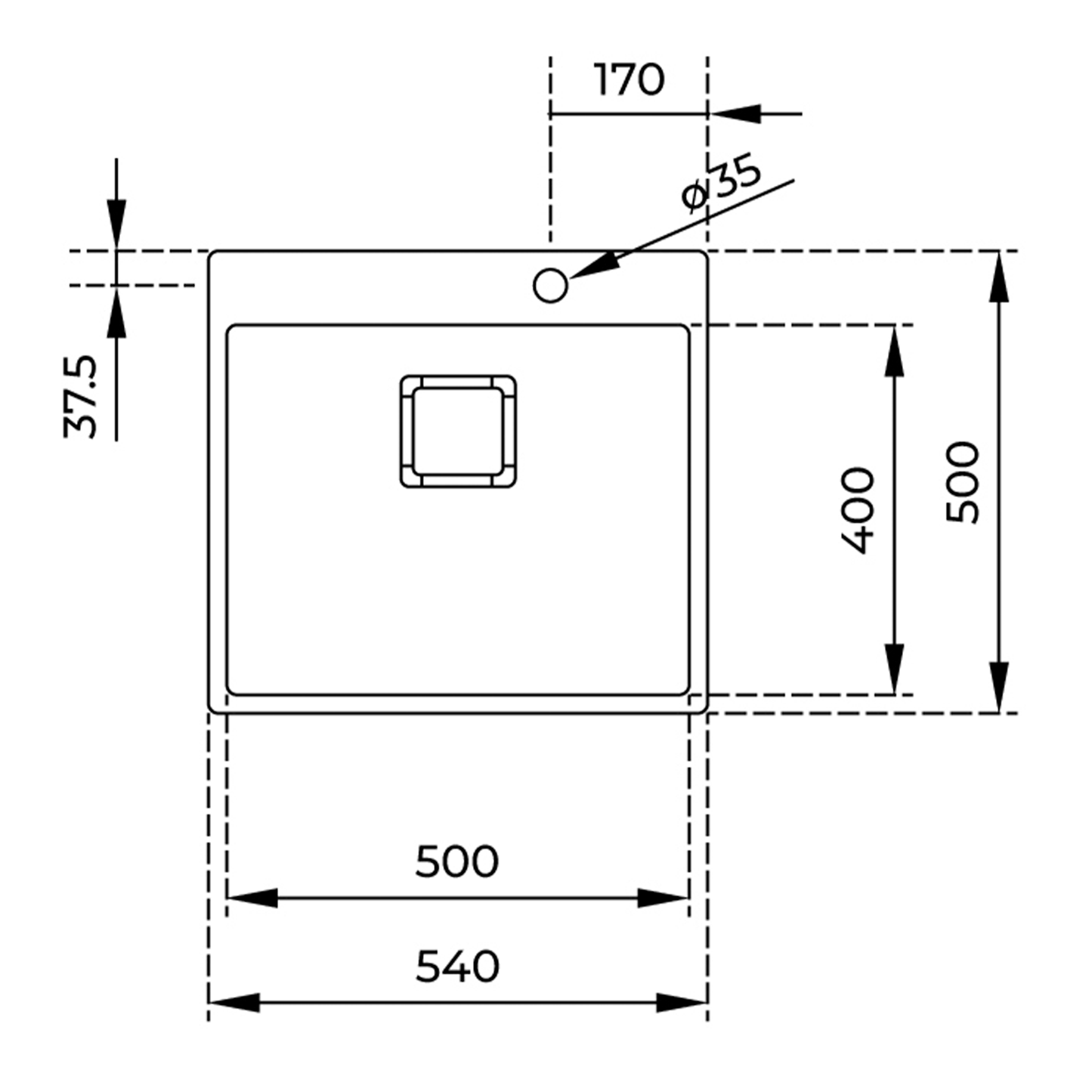 Chiuveta din inox Teka FORLINEA RS15 50.40, 1 cuva, 540 mm x 500 mm, inox lucios