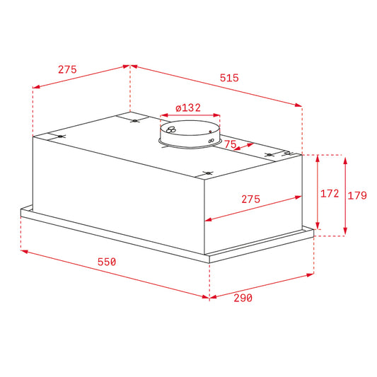 Hotă incorporabila, Teka GFG 2, motor cu turbină dublă, 55 cm, Inox