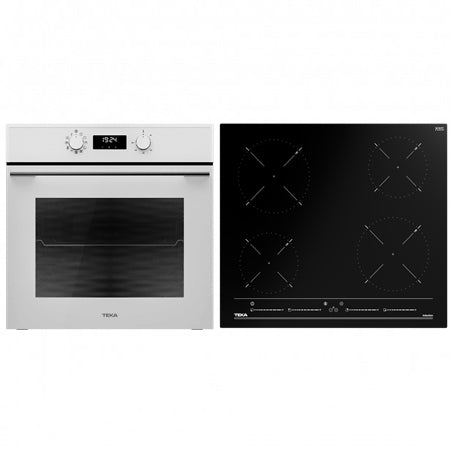 Pachet Cuptor incorporabil Teka HSB 630 WH, 71 litri, HydroClean PRO + Plita incorporabila, Iductie, Teka IBC 64010 BK MSS, 4 Arzatoare, 60 cm, sticla neagra