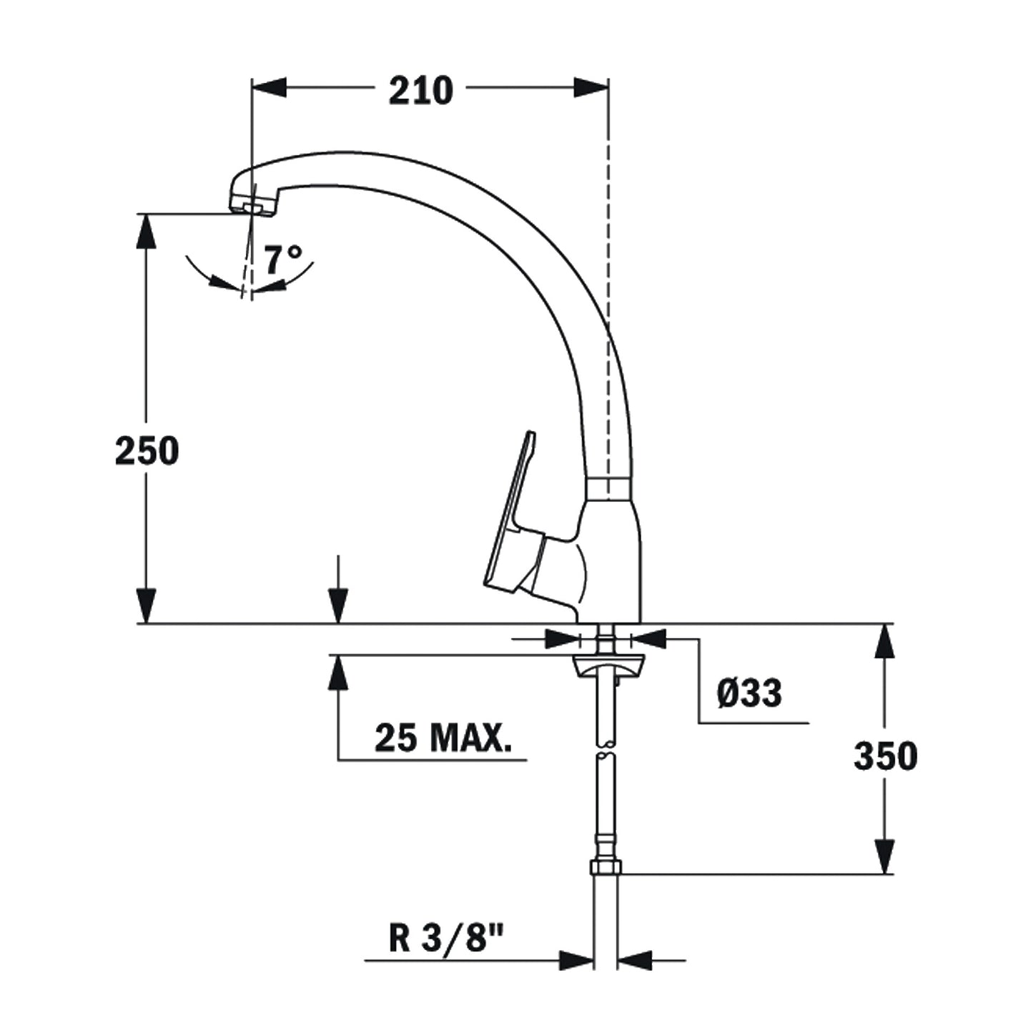 Baterie de bucatarie Teka MN/MF 2, cu ţeavă înaltă şi aerator anticalcar, Crom