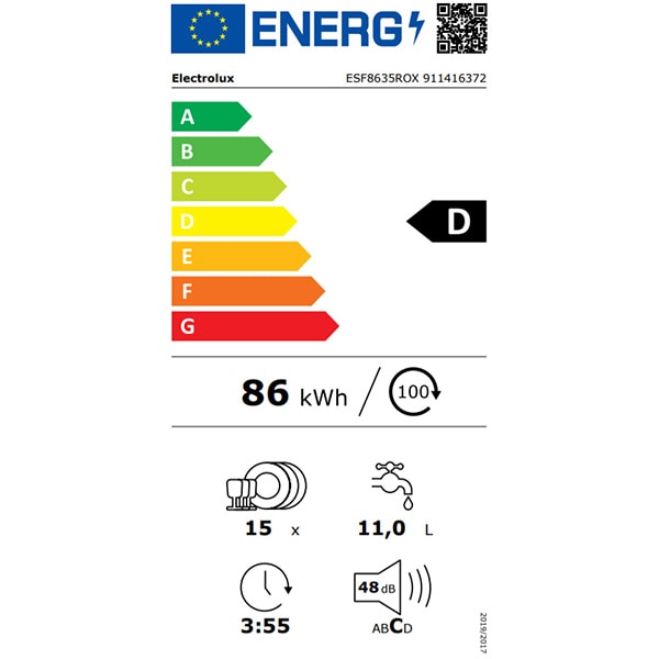 Masina de spalat vase Electrolux ESF8635ROX, free-standing, GlassCare 60 cm 15 seturi Inverter clasă D, Inox