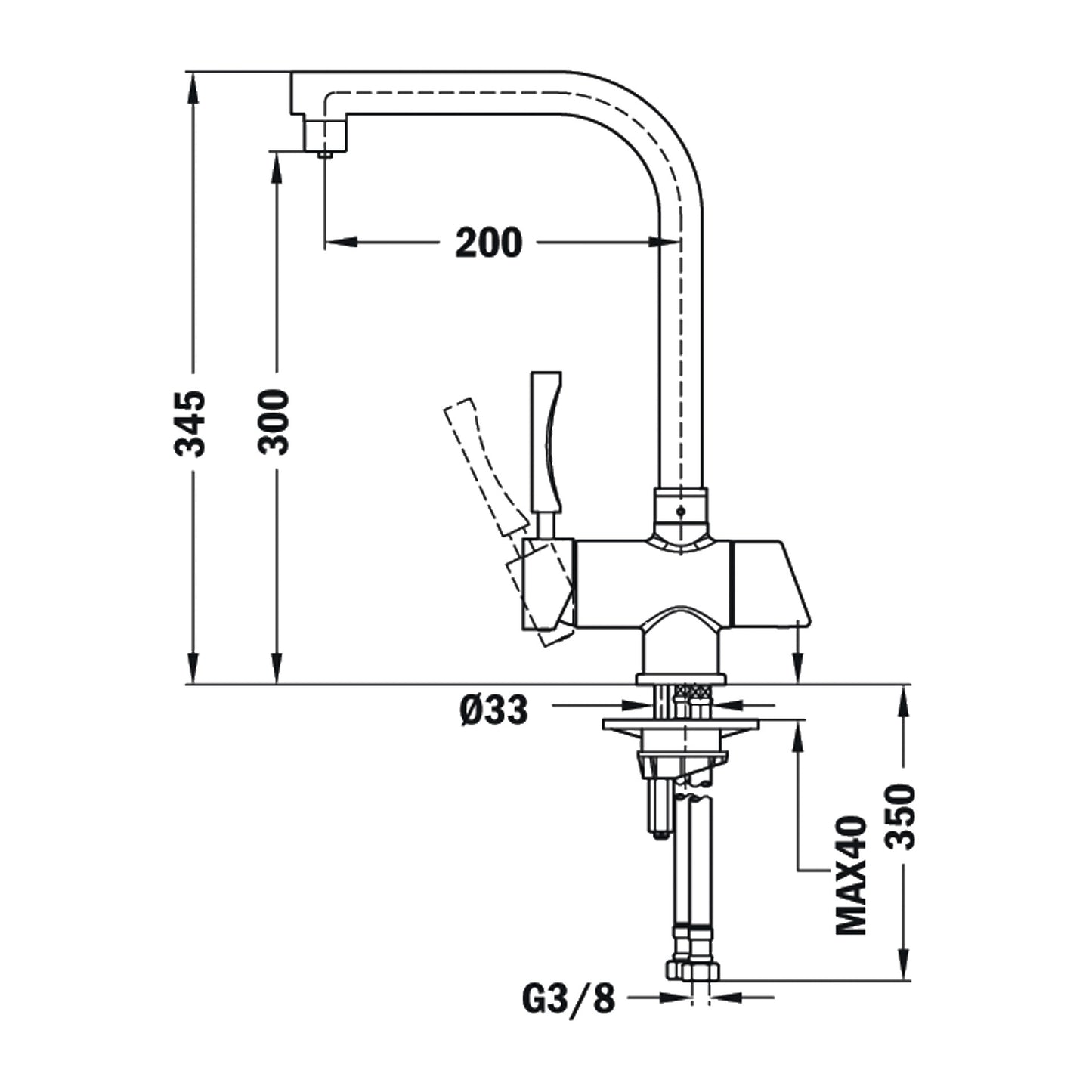 Baterie de bucatarie Teka OS 206, cu ţeavă înaltă, cu functie de filtrare, crom