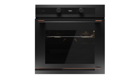 Cuptor electric Teka HLB 85-G1 P BM, Maestro Pizza, 8 functii, cu   piroliza, 70l, A+, negru mat si detalii metalice cupru