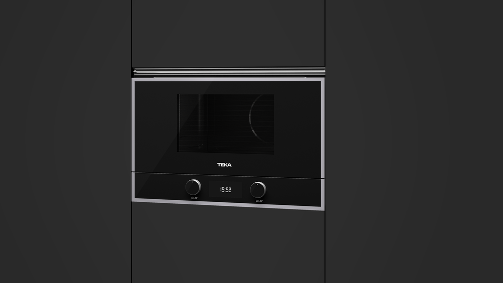 Cuptor încorporabil, Microunde + Grill Teka ML 822 BIS L, cu bază ceramică şi capacitate 22l, Balama stanga, Sticlă neagră