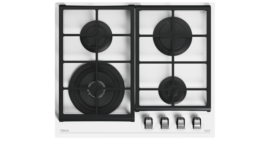 Plita pe gaz Teka GZC 64321 W,4 zone de gatit, 60 cm, Cristal Alb