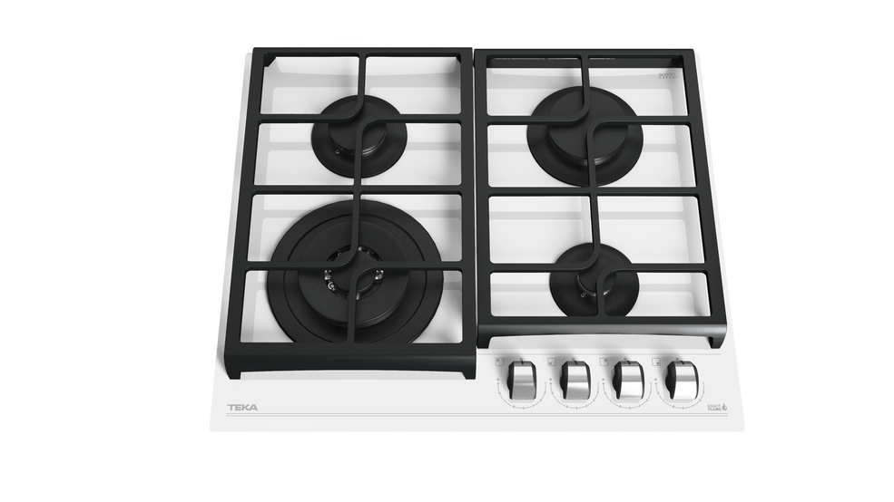 Plita pe gaz Teka GZC 64321 W,4 zone de gatit, 60 cm, Cristal Alb